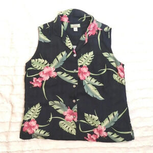 For Kitty Rescue!! Tommy Bahama Ladies Sleeveless Hawaiian Shirt 100% Silk
